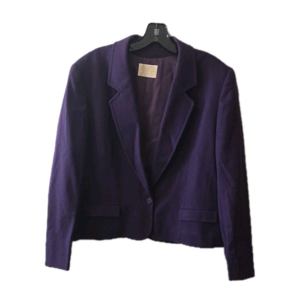Pendleton Vintage Wool Blazer Women's 14 Purple USA Made Tailored Jacket